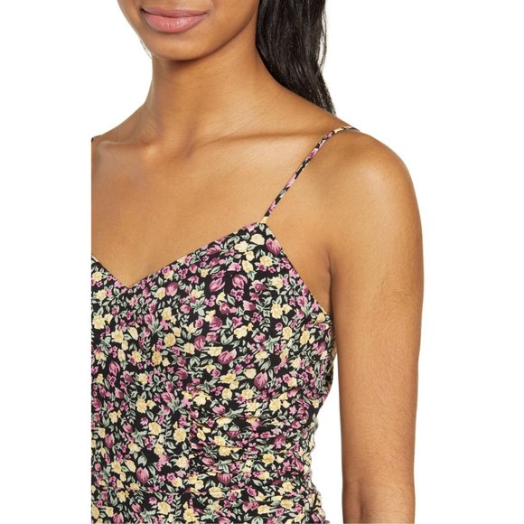 NWT Row A For Nordstrom Shirred Floral Mini Dress - Picture 4 of 6